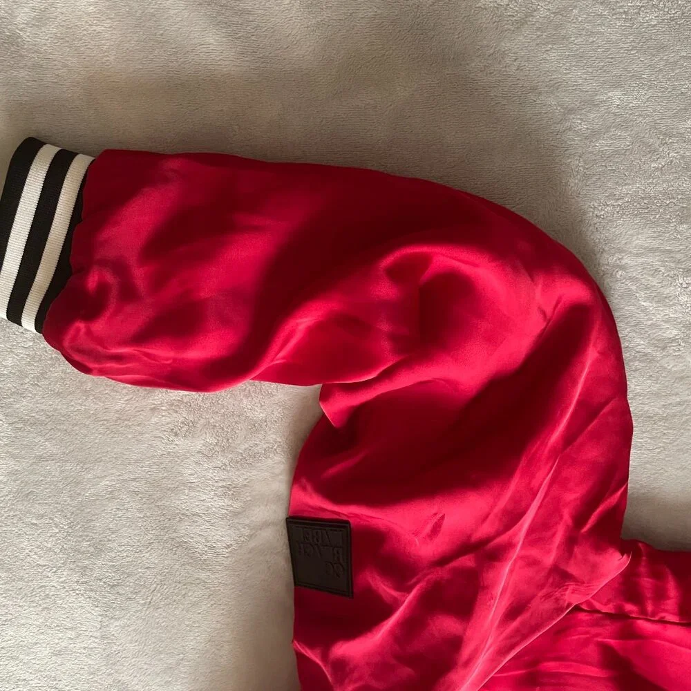 ALABAMA MIXED MEDIA THROWBACK BOMBER JACKET/RHINESTONE BY MADI P.T. - Picture 11 of 15